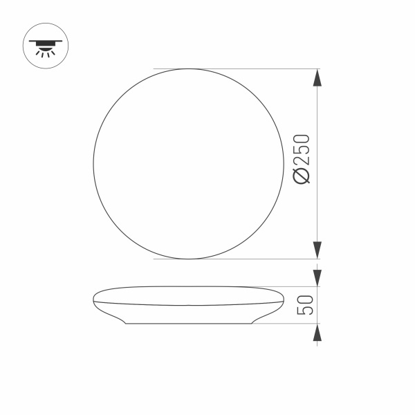  Светильник CL-FRISBEE-MOTION-R250-12W Day4000 (WH, 180 deg, 230V) (ARL, IP54 Пластик, 3 года)