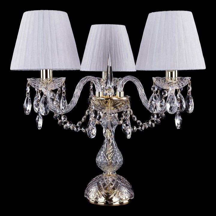  Настольная лампа декоративная Bohemia Ivele Crystal 5706/3/141-39/G/SH32-160