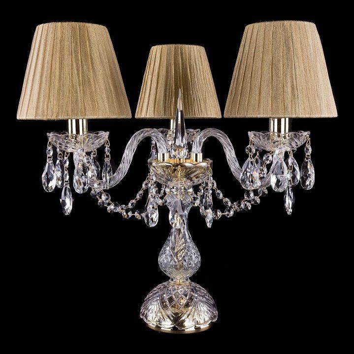  Настольная лампа декоративная Bohemia Ivele Crystal 5706/3/141-39/G/SH7-160