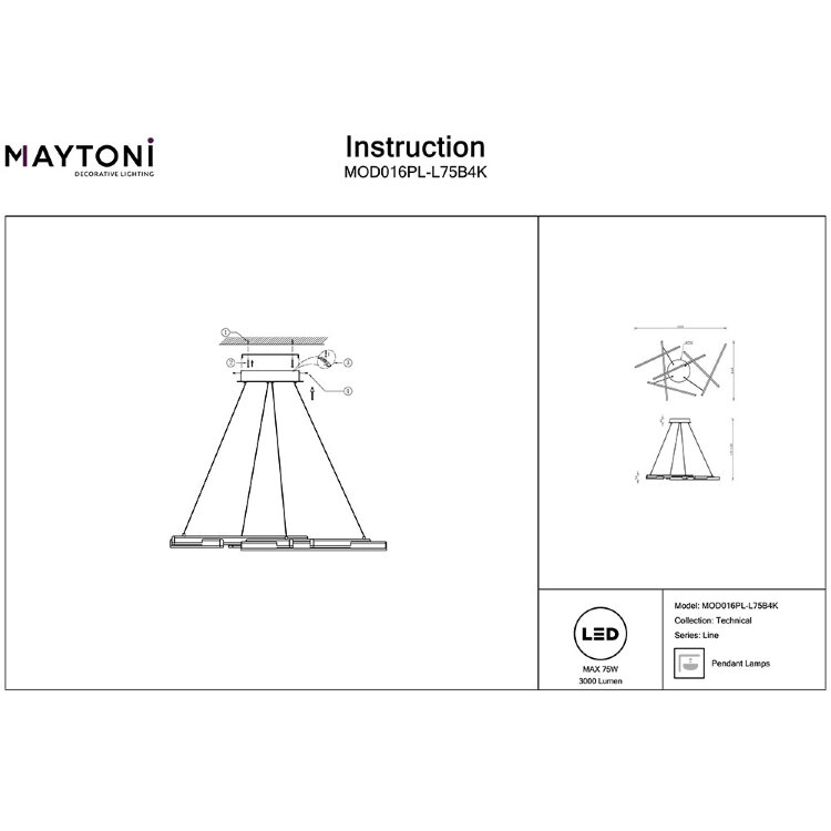  Люстра Maytoni Line MOD016PL-L75B4K