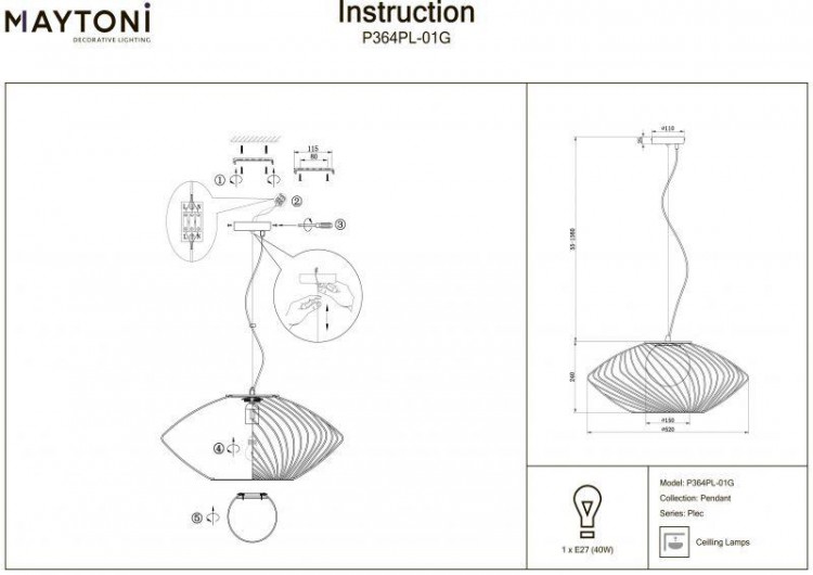  Maytoni · Plec · P364PL-01G