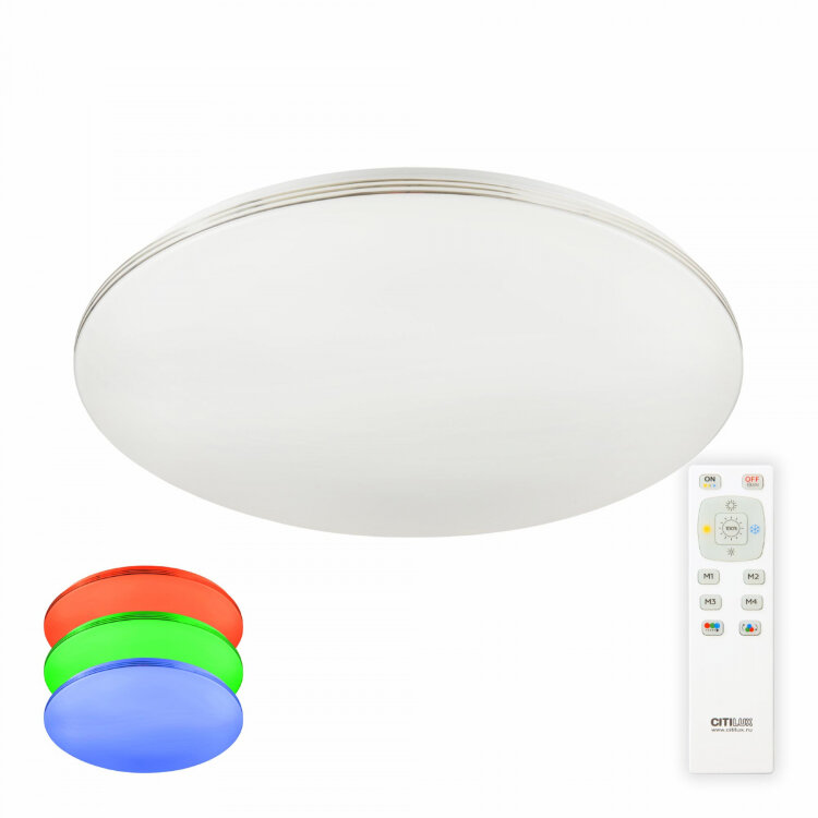 Люстра светодиодная круглая, плоская с пультом Citilux Симпла CL714680G RGB