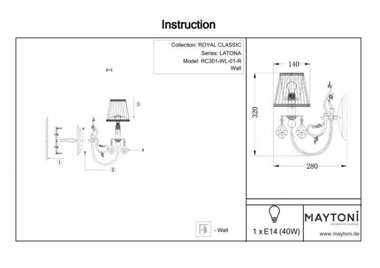  Maytoni · Latona · RC301-WL-01-R