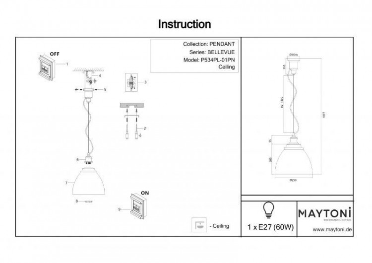  Maytoni · Bellevue · P534PL-01PN