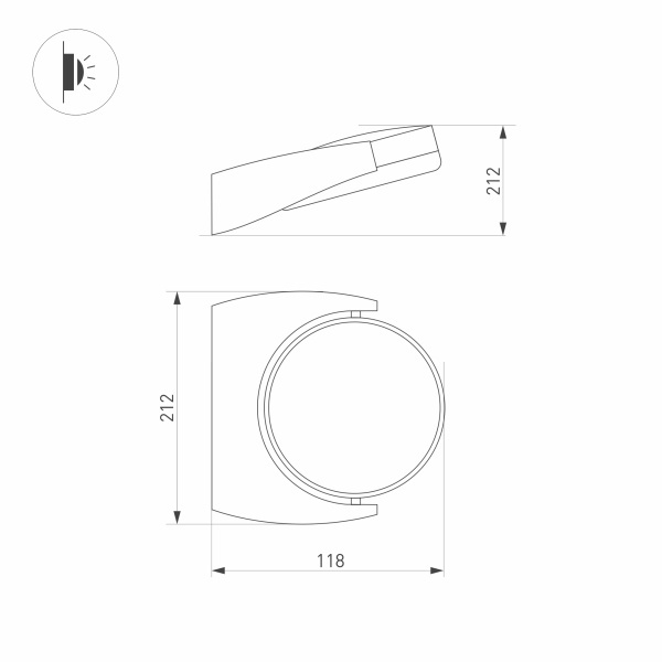  Светильник LGD-EYE-WALL-6W Warm3000 (GR, 117 deg, 230V) (ARL, IP54 Металл, 3 года)