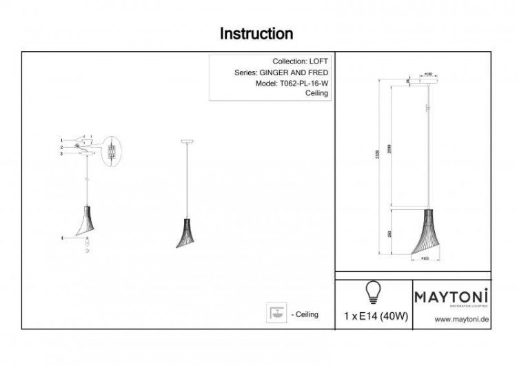  Maytoni · Ginger and fred · T062-PL-16-W