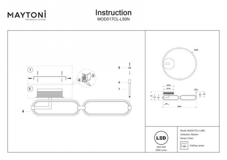  Maytoni · Chain · MOD017CL-L50N