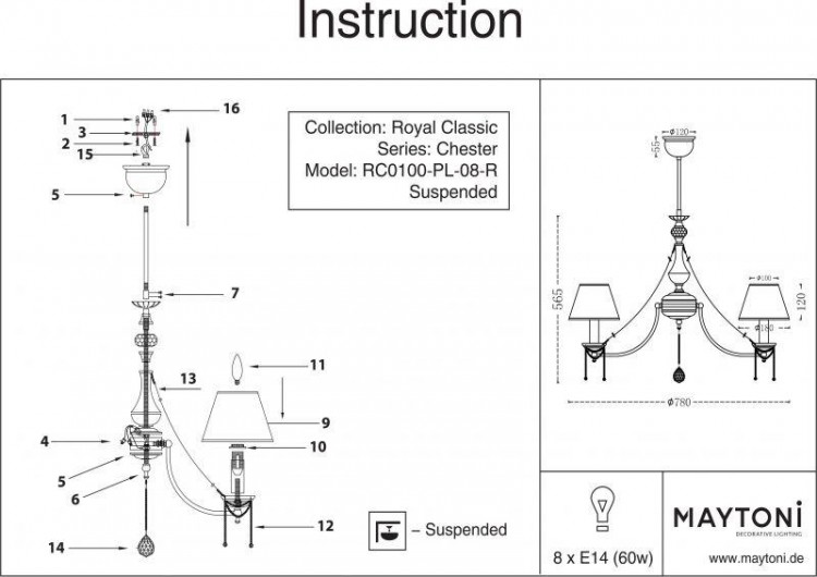  Maytoni · chester · RC0100-PL-08-R