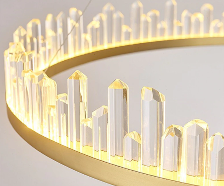  Подвесной светодиодный светильник золотое кольцо с кристаллами 800 мм Integrator IT-642-Gold-800